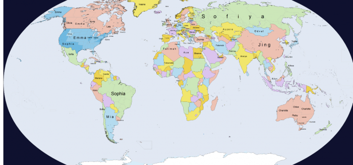 mappe, nomi di donna mondo