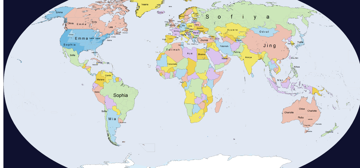 mappe, nomi di donna mondo